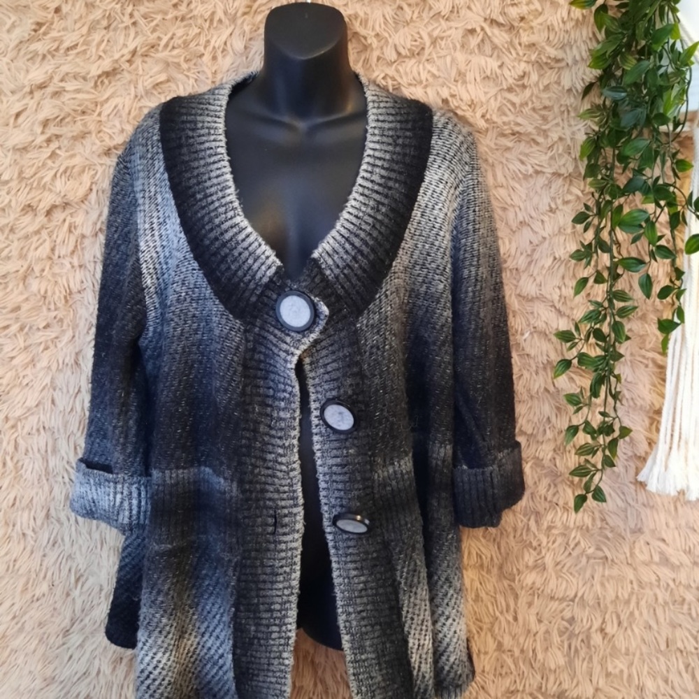 Belamie Mohair Blend Chunky Large Button Cardigan, M/L